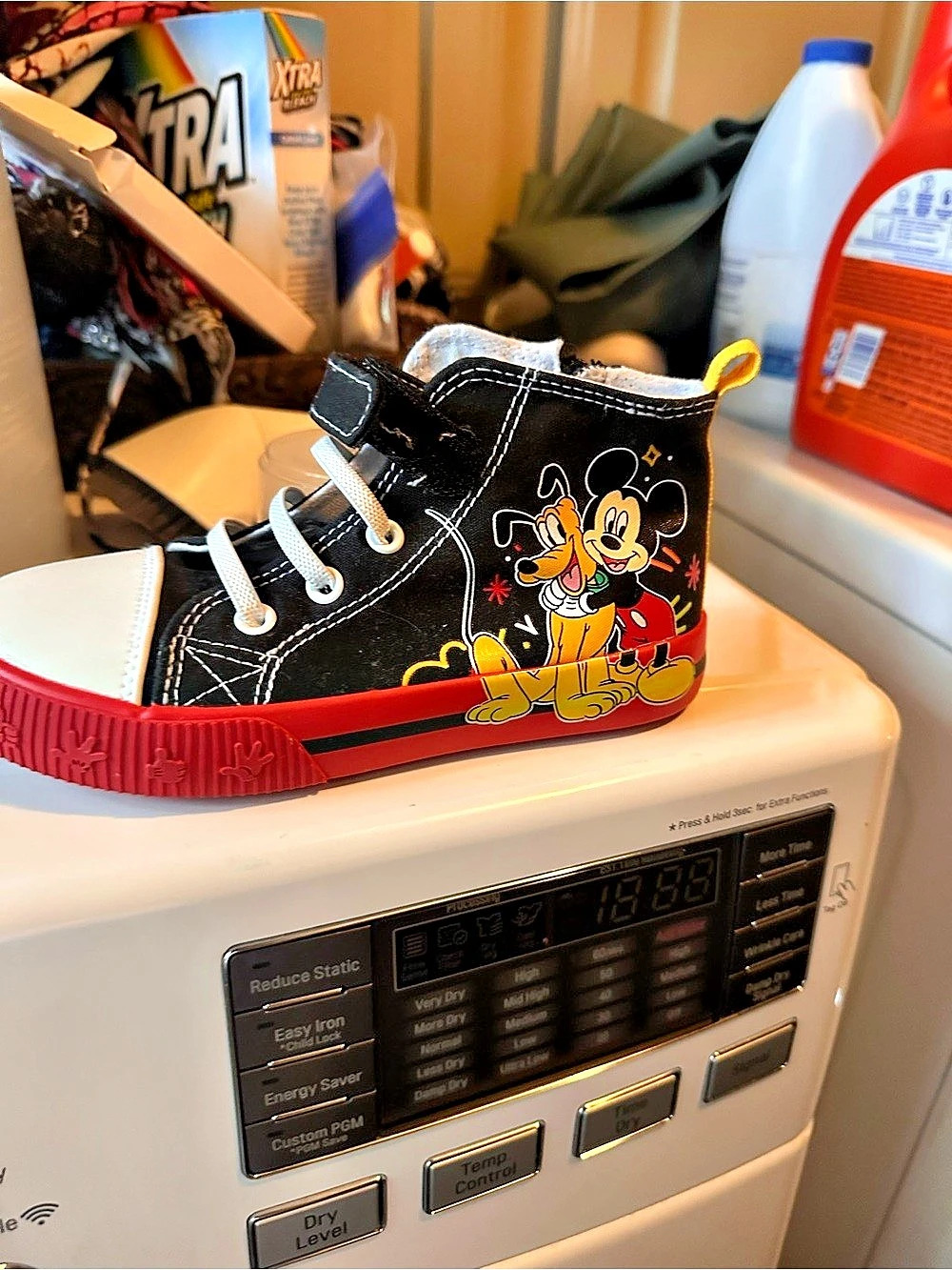 Disney Mickey Mouse & Pluto Toddler High Top Sneakers Black & Red